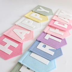 Felt Macaron Pastel Colorful Happy Birthday Banner Birthday Decorations for W…