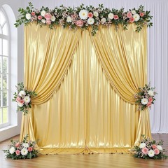 10x10FT Gold Sequin Backdrop Curtain – 2 Panels of 5x10FT Wrinkle-Glitter Drapes