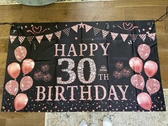 30th Birthday Banner Big 5’ 9” X 3’ 6” Polyester Fabric. Used For 1 Celebration