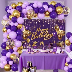 Purple and Gold Decorations for ,Party Supplies with Happy Backdrop,Balloon G…