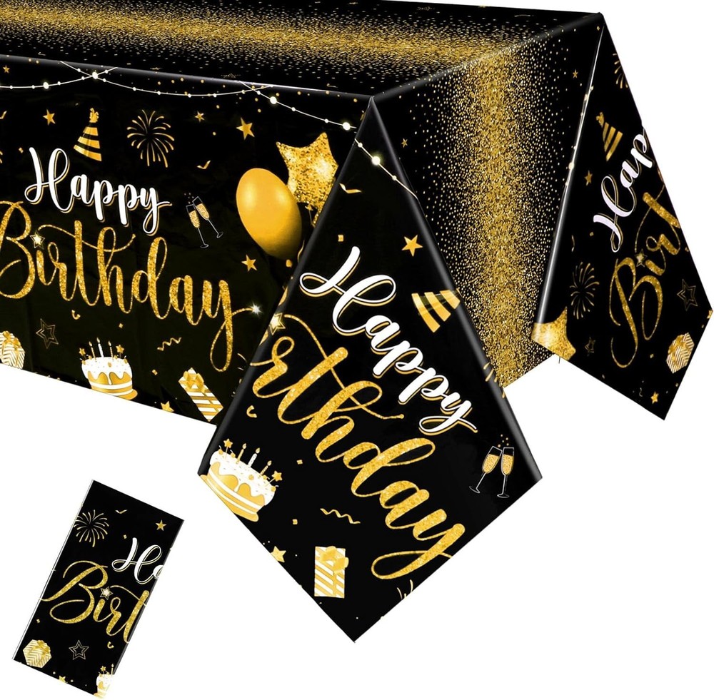 3 Pcs Happy Birthday Tablecloths Happy Birthday Party Decorations Plastic Tab…