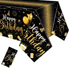 3 Pcs Happy Birthday Tablecloths Happy Birthday Party Decorations Plastic Tab…