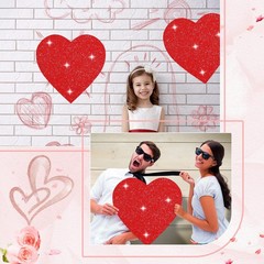 100 PCS 12 Inch Red Glitter Heart Cutouts Paper Cards Valentine’s Day Decor