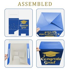 Graduation Card Box Holder, Congrats Grad 8.5 x x inches, Blue