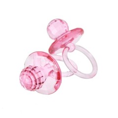 2.5″ Jumbo Pink Faceted Acrylic Baby Pacifiers Baby Shower Favors Decoration Ta
