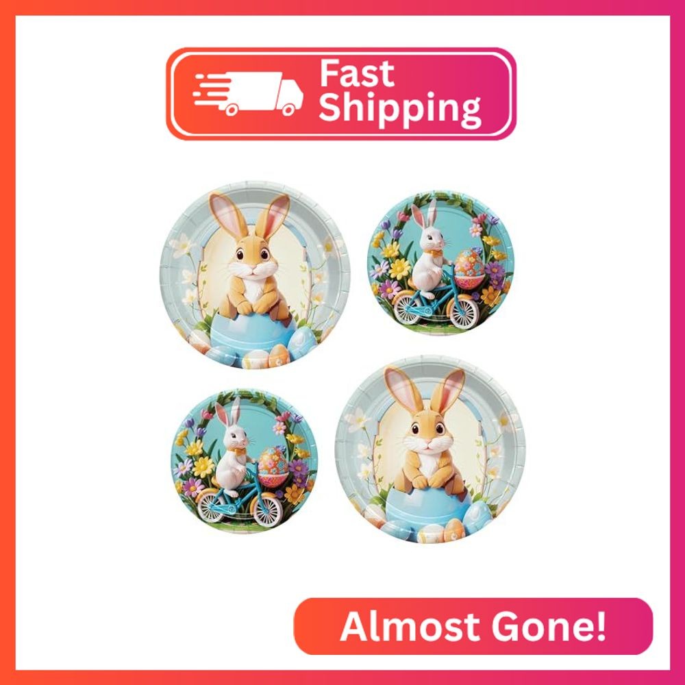 MDDRUIQI Easter Decorations – 40 Pack Easter Plates | Easter Decor – Easter Deco