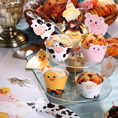 60pc Farm Animal Cupcake Toppers Wrappers Barnyard Party Birthday Decorations