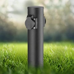 2 Way Stainless Steel Garden Socket Column For Outdoor Use Anthracite Round