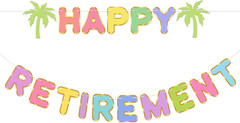 Pre-Strung Happy Retirement Banner – Hawaiian Colorful Retirement Party Decorati