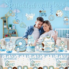 Baby Sprinkle Decorations for Boy with Cake Topper, Sprinkle with Love,Severs 25