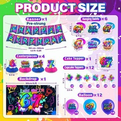 6 7 Decorations Set with Happy Banner, 67 Decorations Swirls Balloons, I Was …