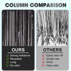 4 Pack Black Foil Fringe Backdrop Curtains Tinsel Streamers for Party