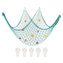 Decorative Fishing Net 40″x80″ Fish Net DECOR with Shell Lake Blue