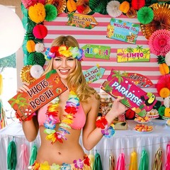 20 Pieces Luau Party Decorations Hawaiian Party Welcome Sign Summer Tropical Par