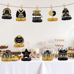 10Pcs Graduation Decorations 2026 Class of 2026 Congrats Grad Table Honeycomb…