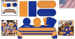 Durable Blue and Orange Party Plates & Napkins for Effortless Celebrations