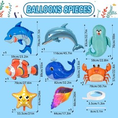Sea Animal Balloons – Large Shark Dolphin Whale Fish Creature Foil Balloons f…