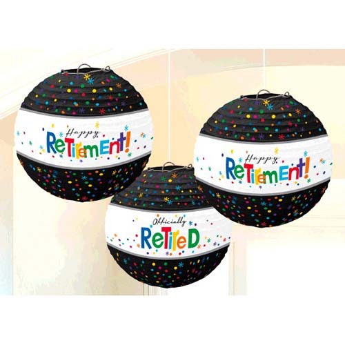 RETIREMENT PAPER LANTERNS (3) ~ Adult Birthday Party Supplies Hanging Decoration