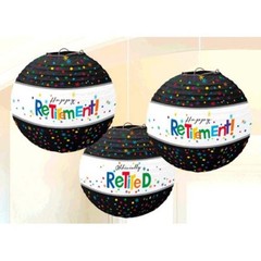 RETIREMENT PAPER LANTERNS (3) ~ Adult Birthday Party Supplies Hanging Decoration