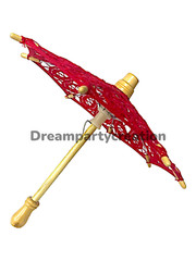 RED Battenburg Lace Parasol 8″ inch Diameter Small Table Decor