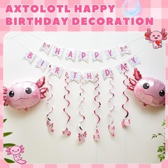 12 Pcs Axolotl Party Decorations Include Axolotl Aluminum Foil Balloons, Hang…