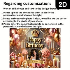 1pc Romantic Flower Crown Personalized Birthday Custom Tapestry Party Backdrop❀