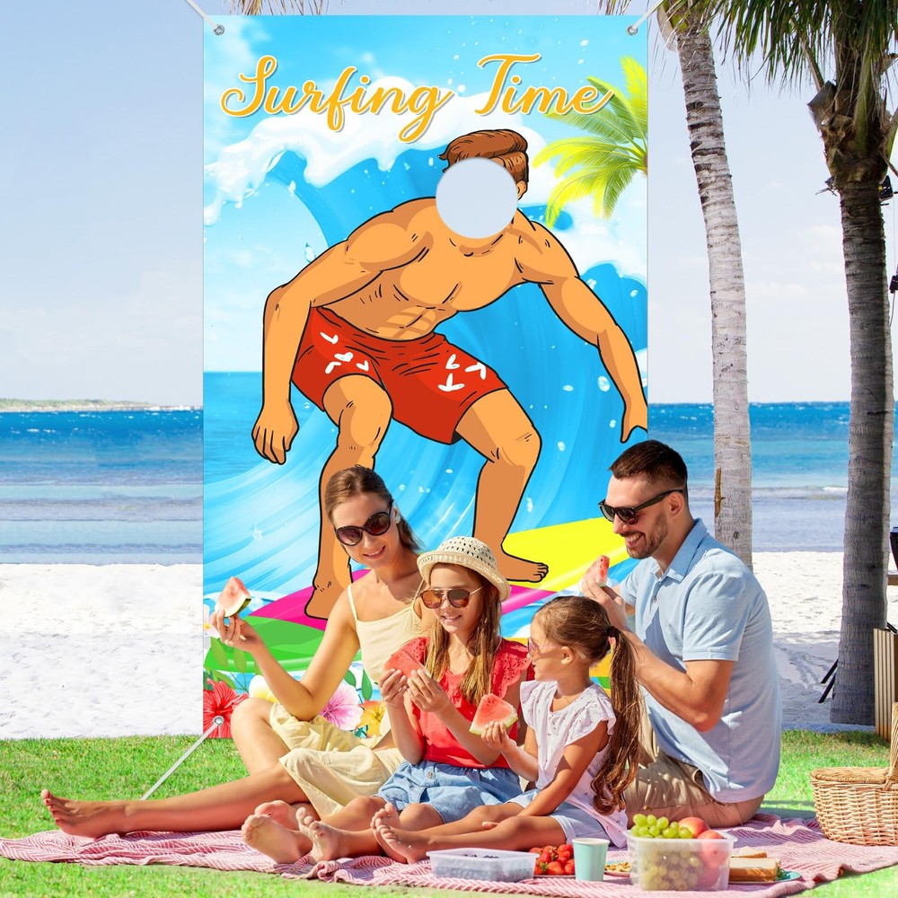Hawaiian Surfer Photo Backdrop 59×39″ Aloha Surfing Boy Theme – Beach Party!