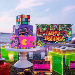 80S and 90S Rock N Roll Hip Hop Graffiti Photo Booth Backdrop Banner – Retro Dis