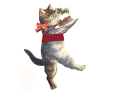 Tabby Cat Christmas Garland Victorian Style Festive Kitty Bunting Hanging Frieze