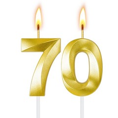 70th Birthday Candles for Cake,Birthday Decorations Him Medium, Gold