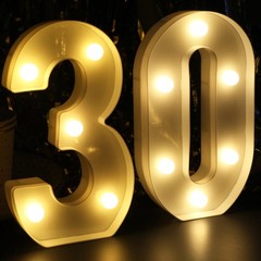 7.88″ Light Up Number 30 Sign for 30th Birthday Anniversary Table Decor