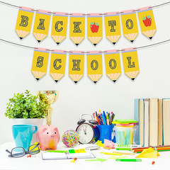 Back to School Banner Pencil Garland – First Day of School Classroom Welcome Sig