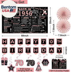 70Th Birthday Decorations for Women,32Pcs Back in 1956 Birthday Party Decoration