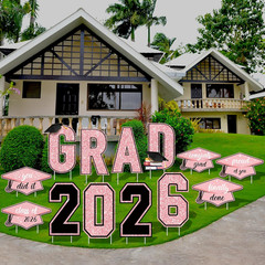 13Pcs 16″ 2026 GRAD Yard Signs with Stakes Class of 2026 Outdoor Lawn Decor