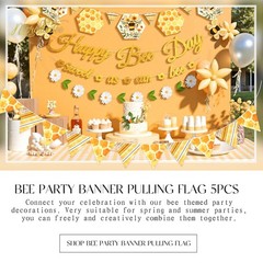 Happy Birthday Banner Bumblebee Party Decorations NO DIY Pre-Strung Happy Bee…