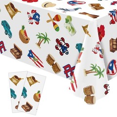 Waterproof Patriotic Puerto Rico Tablecloth Outdoor Birthday Party Decorations