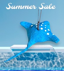 Stingray Ornament – Paper Mache Fish Shark Whale Nautical Gift Birthday Mermaid