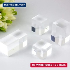Clear Polished Acrylic Cube Cylinder Round Photo Props, Transparent Solid Acryli