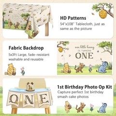 154pcs Winnie Pooh First Birthday Decorations Party Set, Classic Pooh Bear 1s…