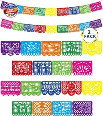 36 FT Cinco De Mayo Decorations, 2 Pack Mexican Party Banner, Plastic Fiesta Ban