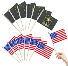 12Pack USA Army Flags Mini HandHeld Flag Small Military Flags on Wooden Stick