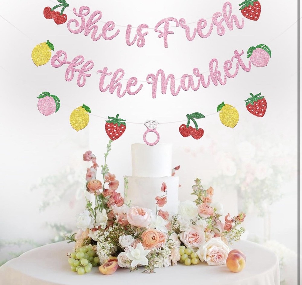 «She is Fresh off the Market» Pre-strung Fruit Bridal Shower Banner Party Decor