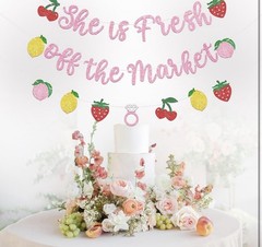 «She is Fresh off the Market» Pre-strung Fruit Bridal Shower Banner Party Decor