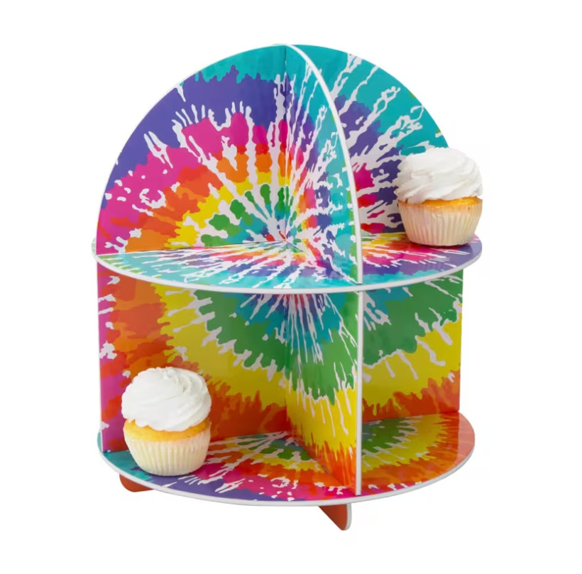 Tie Dye Party Treat Stand Cupcake Dessert Display Free Ship US