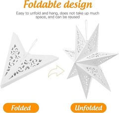 Handmade White Paper Star Lantern Lamp Christmas Festive Hanging Paper Star Lamp