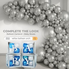 44-Piece Baby Shower Decorations for Boy or Girl – 4 Boxes with Letters and 3…