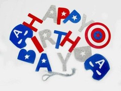 Captain America Theme Marvel Superhero kids Birthday Party Letters Decor Banner