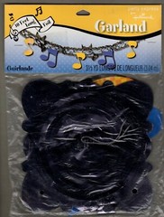 Music Symbol Party Garland, 10 Ft, Foil Black/Blue/Yellow Rock N Roll Decoration