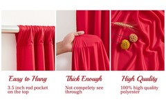 8x10FT Red Backdrop Curtains for Wedding Parties, Wrinkle Polyester Photo