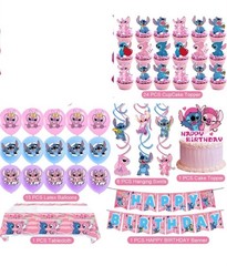 Lilo & Stitch Stitch & Angel Birthday Party Decor Set w/ Balloons, Tablecloth